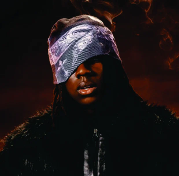 Afrobeats single artwork — artist in a mesh head-wrap