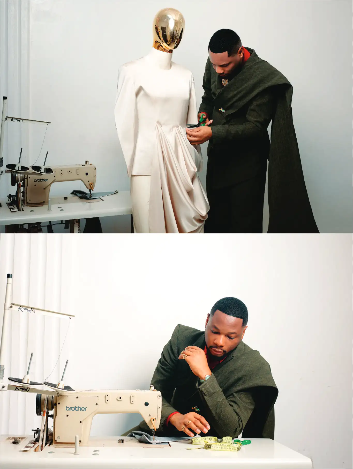 Chukwukadibia working at his sewing machine